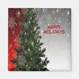 Imán Navidades Fiesta Green Tree Red Silver Snowflakes
