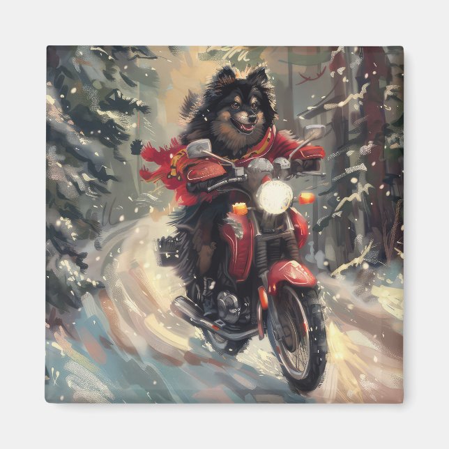 Imán Navidades finlandeses de motocicletas para perros  (Frente)