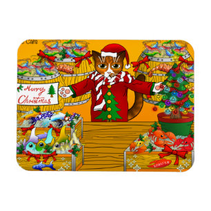 Imán Navidades Fish Market Stall Cat Magnet