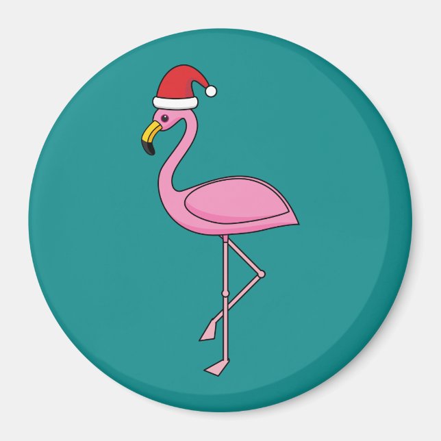Imán Navidades Flamingo con Santa Hat (Frente)