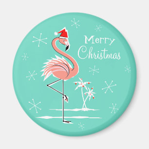 Imán Navidades Flamingo Merry Christmas Magnet round