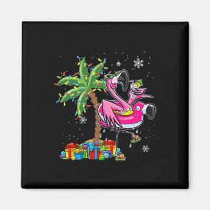 Imán Navidades Flamingo Rosado Palm Tree Tropical Xmas 