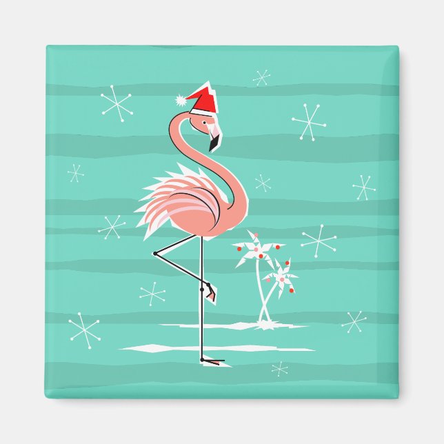 Imán Navidades Flamingo Stripe imnet cuadrado (Frente)