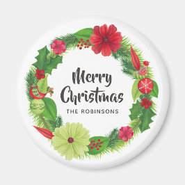 Imán Navidades Florales en acuarela de arte folclórico