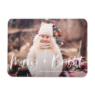 Imán Navidades fotográficos con letras de pincel brilla
