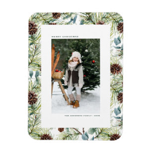 Imán Navidades fotográficos de color acuático y de pino