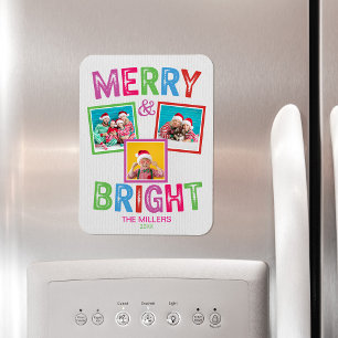 Imán Navidades fotográficos de Merry y Bright