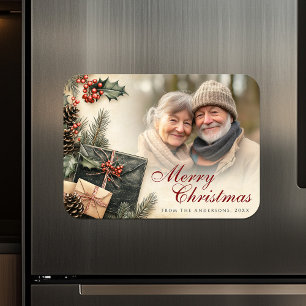 Imán Navidades fotográficos de Vintage Holly Berries Be