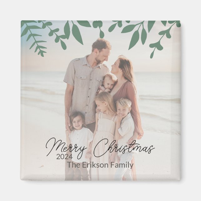 Imán Navidades fotográficos familiares de destino de va (Frente)
