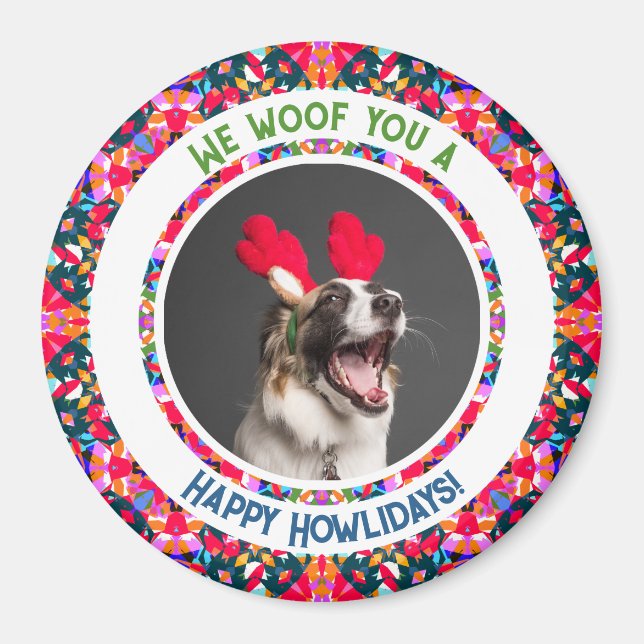 Imán Navidades fotográficos personalizados Perro Mamá d (Frente)