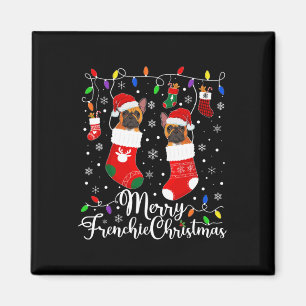 Imán Navidades franceses Bulldog Navidad Fiesta 1