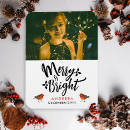 Imán Navidades Frescos Y Brillantes Robin Photo Typo