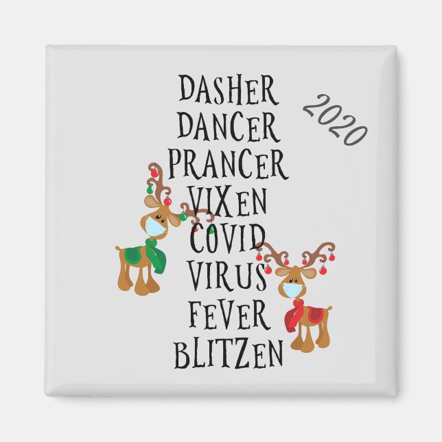 Imán Navidades Funny Reindeer Names Covid 2020 (Frente)