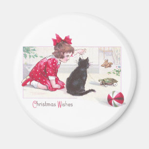 Imán Navidades Gato Relojes Tortuga Tirar Vintage Jugue