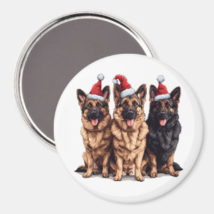 Imán Navidades German Shepherd Santa Dogs