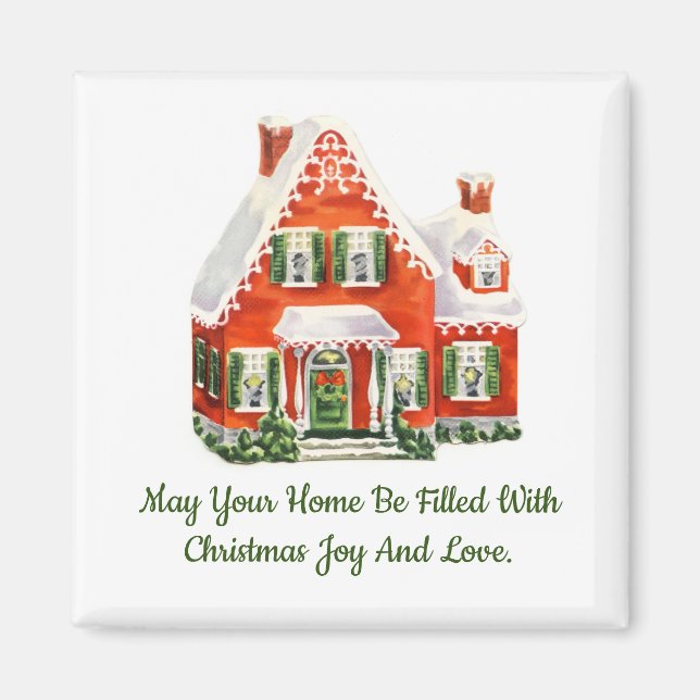 Imán Navidades Gingerbread House Square Magnet (Frente)