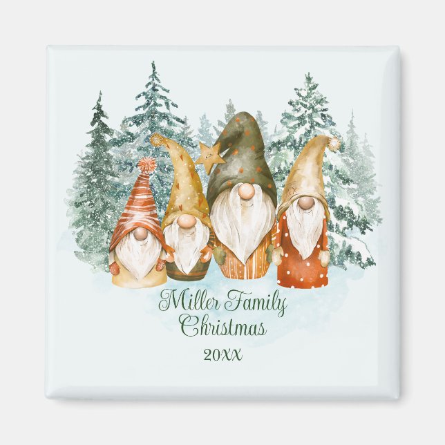 Imán Navidades Gnome personalizados (Frente)