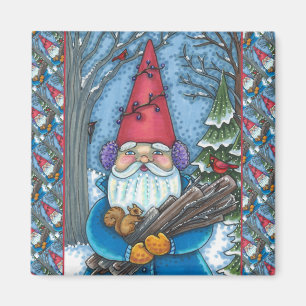 IMÁN NAVIDADES GNOME, SQUIRREL, WOODPECKER Y CARDINAL