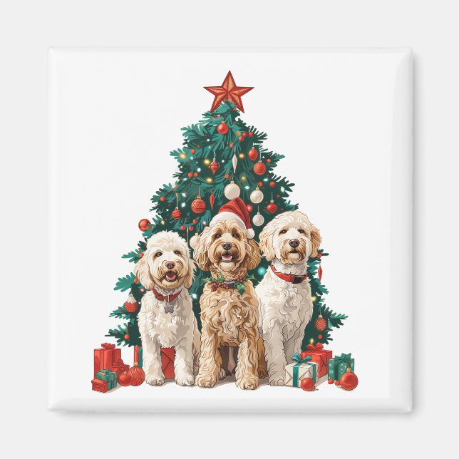 Imán Navidades Goldendoodle Dogs (Frente)