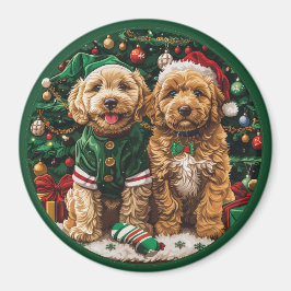 Imán Navidades Goldendoodle Puppy Dogs
