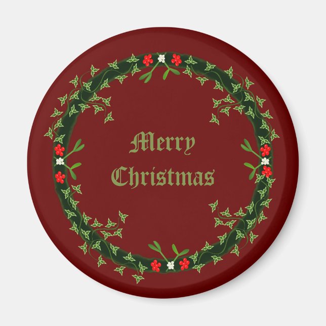 Imán Navidades góticos Personalizado Wreath (Frente)
