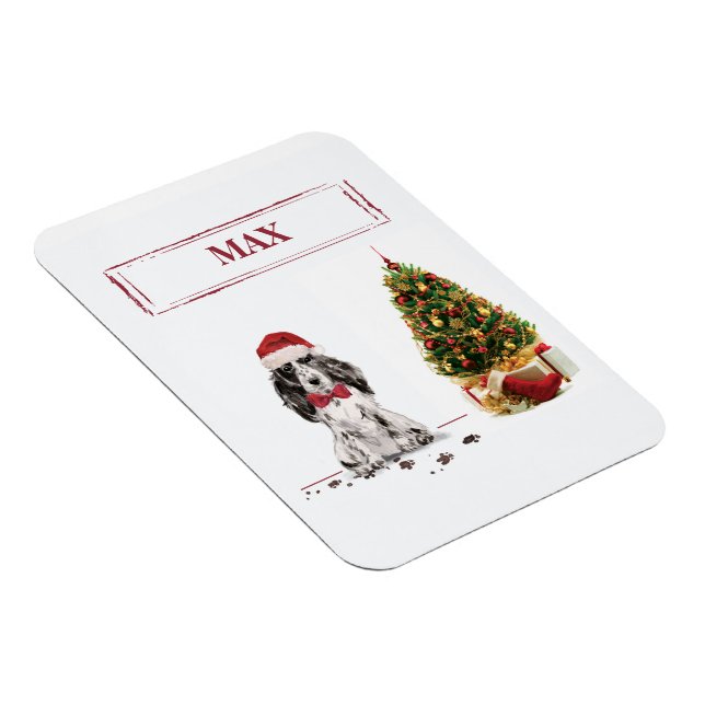 Imán Navidades graciosos de Cocker Spaniel con árbol (Lado Derecho)