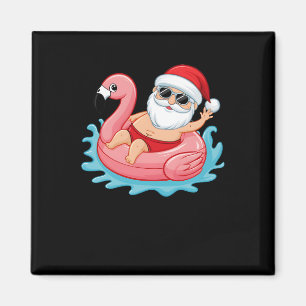 Imán Navidades Graciosos De Santa Flamingo En Julio Sum