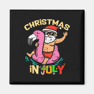 Imán Navidades Graciosos De Santa Flamingo En Julio Sum