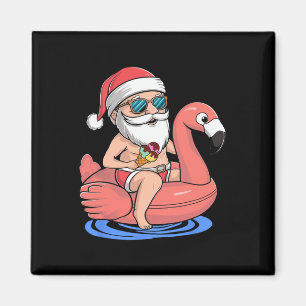 Imán Navidades Graciosos De Santa Flamingo En Julio Sum