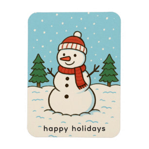 Imán Navidades graciosos de Snowman Cute