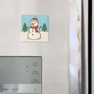 Imán Navidades graciosos de Snowman Cute