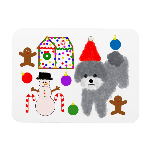 Imán Navidades Gray Poodle #2 Magnet (Horizontal)