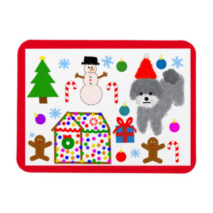 Imán Navidades Gray Poodle #3 Magnet