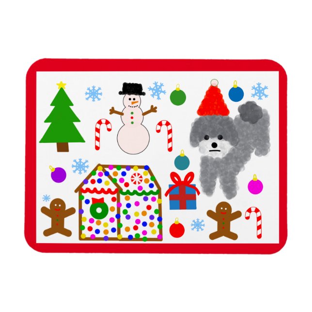Imán Navidades Gray Poodle #3 Magnet (Horizontal)