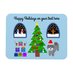 Imán Navidades Gray Poodle #4 Magnet