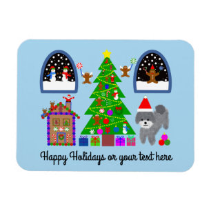 Imán Navidades Gray Poodle #6 Magnet