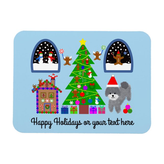Imán Navidades Gray Poodle #6 Magnet (Horizontal)