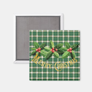 Imán Navidades Green White Plaid