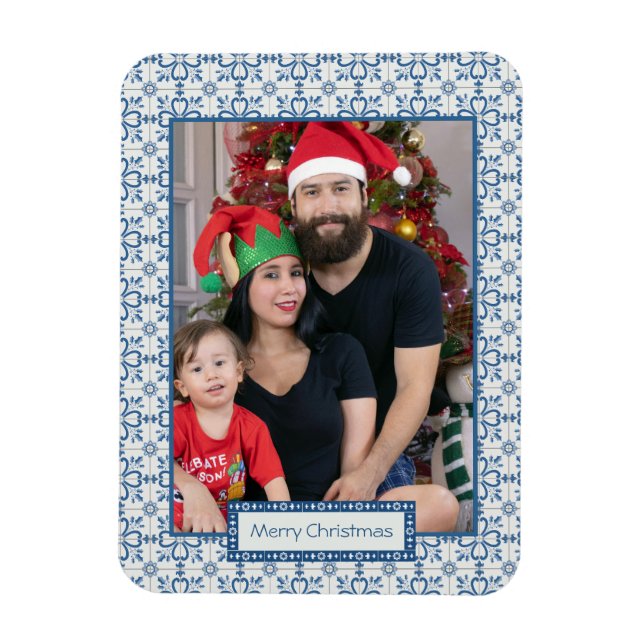 Imán Navidades grill y flores pétalos marco (Vertical)