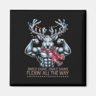 Imán Navidades Gym Workout Reindeer Gana Flexing All T