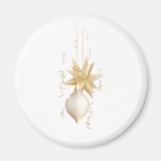 Imán Navidades hermosos de oro y blanco (Frente)