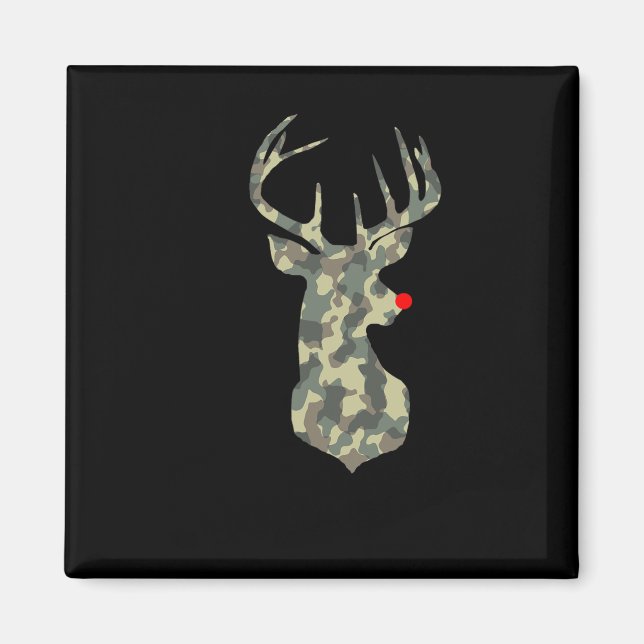 Imán Navidades Holiday Rudolf Reindeer Red Nose Camo Hu (Frente)