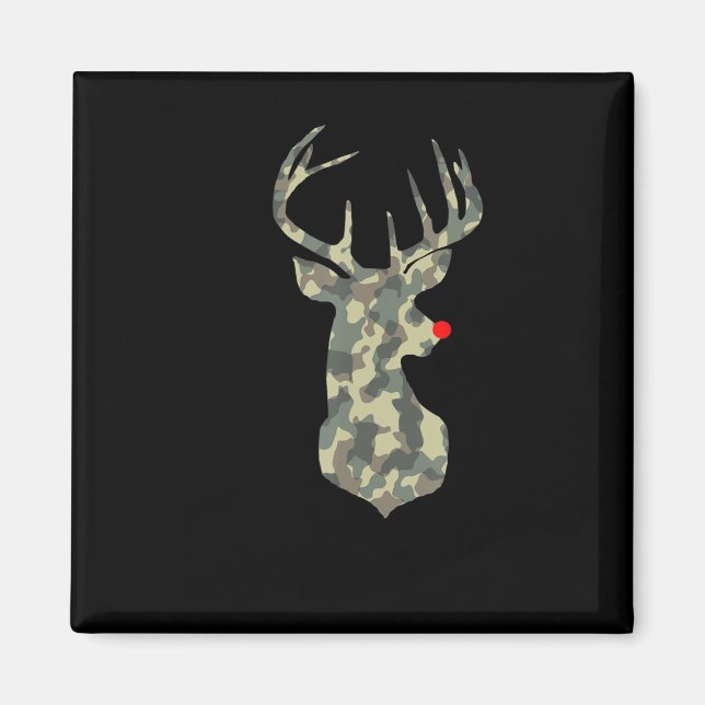 Imán Navidades Holiday Rudolf Reindeer Red Nose camo hu (Frente)