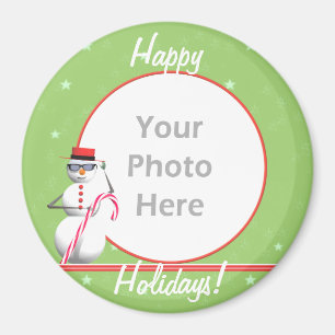 Imán Navidades Holiday Snowman (redondo) (fotograma)