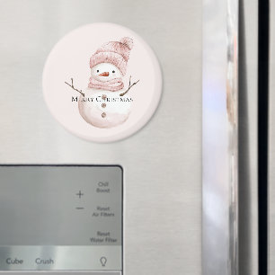 Imán Navidades: Hombre de nieve blanco rosado