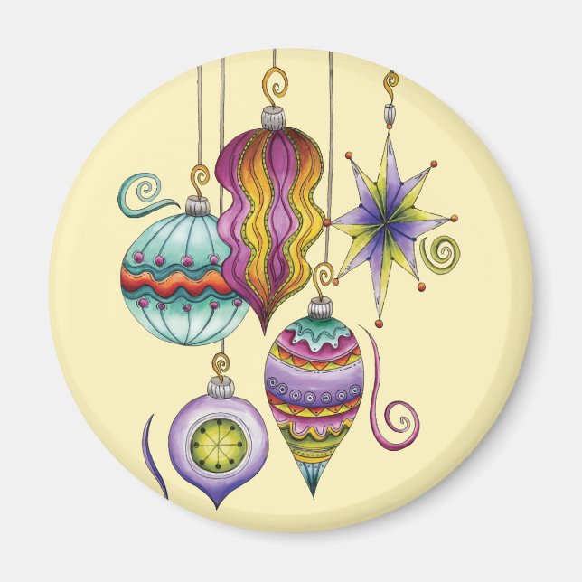 Imán Navidades íntimos, adornos de vidrio elegante y br (Frente)