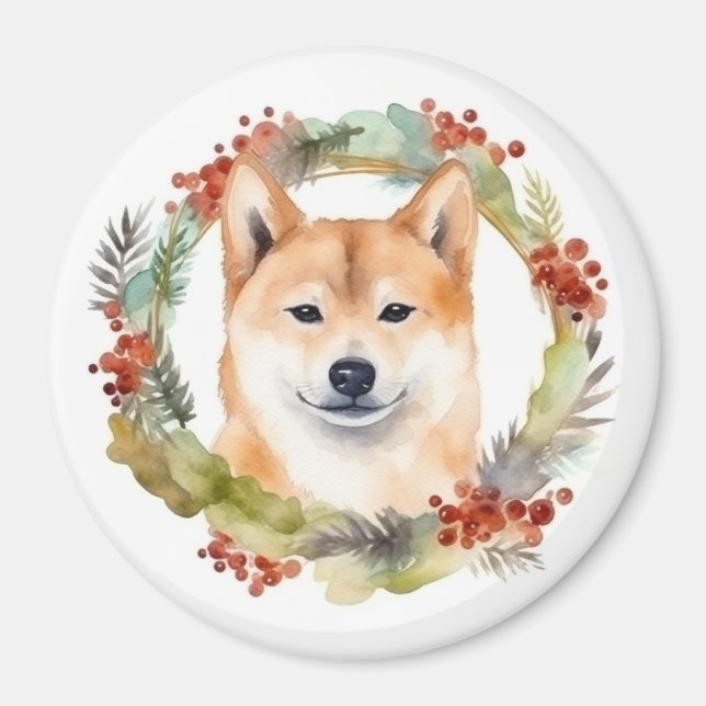 Imán Navidades Inu de Shiba escribieron presentación fe (Frente)