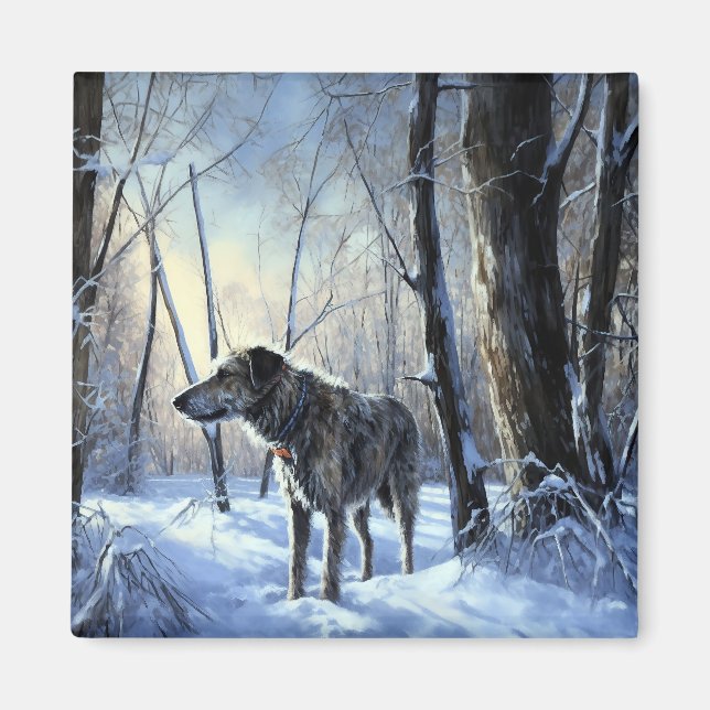 Imán Navidades irlandeses de Wolfhound Dejan Que Nieva (Frente)