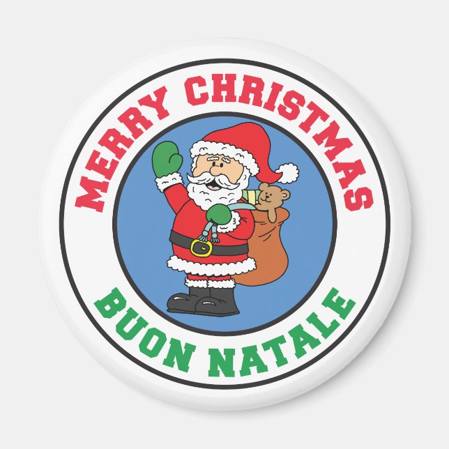 Imán Navidades italianos Buon Natale Santa (Frente)
