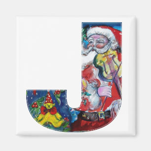 IMÁN NAVIDADES J LETTER / SANTA CON MONOGRAMA VIOLÍN
